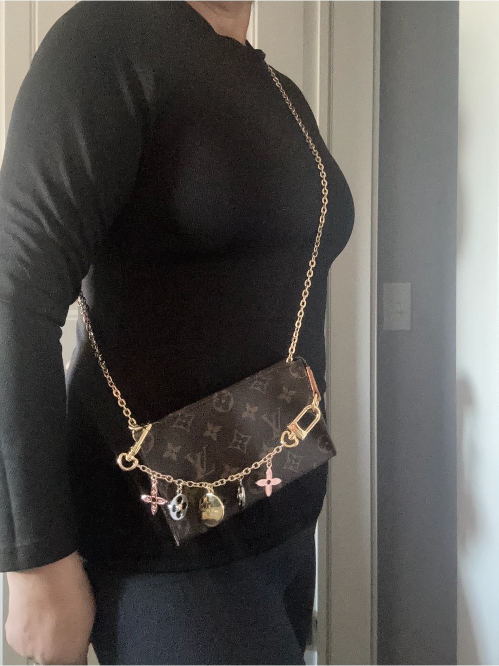 Louis Vuitton Brown Monogram mini pochette with charm - Brown/Gold - Picture 7 of 15